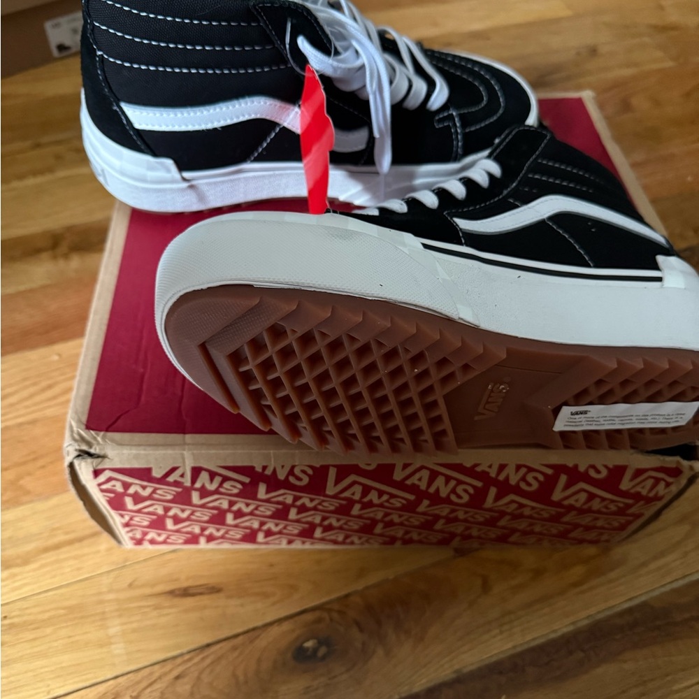 Vans Black and White High-Tops with Gum Sole - Picture 2 of 5